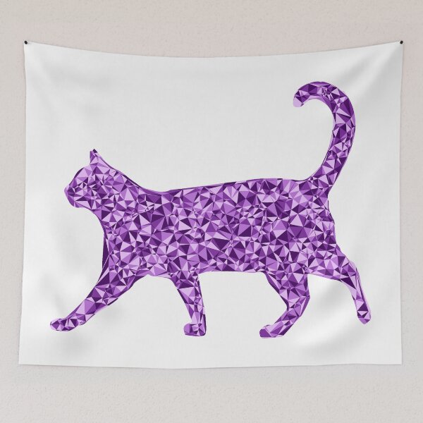 Item preview, Strolling Cat Purple Triangular Mosaic Silhouette Design designed and sold by DymondDesigns.