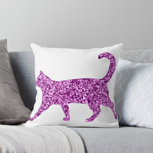 Item preview, Strolling Cat Pink Triangular Mosaic Silhouette Design designed and sold by DymondDesigns.