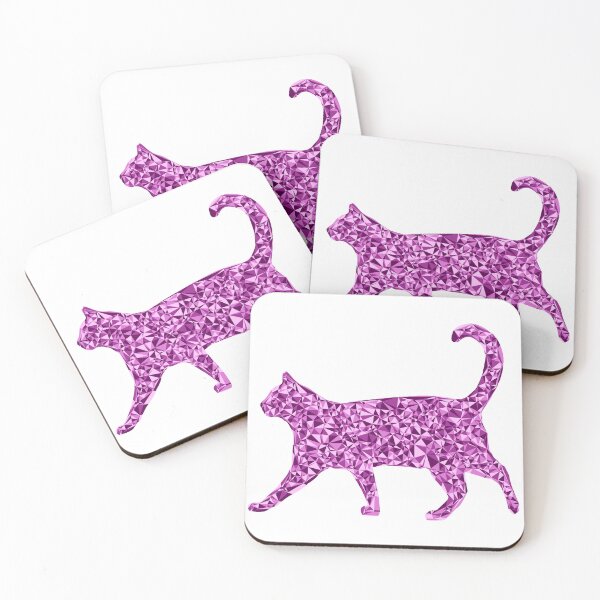 Item preview, Strolling Cat Pink Triangular Mosaic Silhouette Design designed and sold by DymondDesigns.