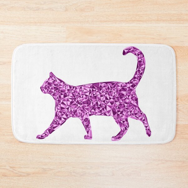 Artikelvorschau, Schlendernde Katze – Rosa Dreieckiges Mosaik-Silhouette-Design entworfen und verkauft von DymondDesigns.