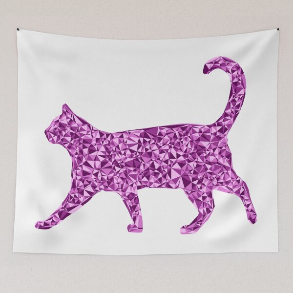 Item preview, Strolling Cat Pink Triangular Mosaic Silhouette Design designed and sold by DymondDesigns.