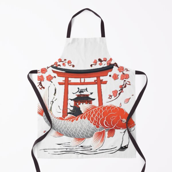 Item preview, Red And White Koi Fish With Torii Gate And Cherry Blossoms designed and sold by Surviving Monday Club.