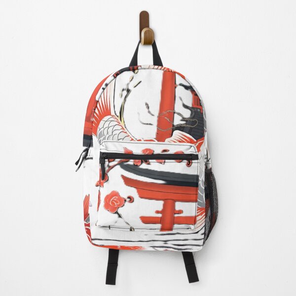 Item preview, Red And White Koi Fish With Torii Gate And Cherry Blossoms designed and sold by Surviving Monday Club.