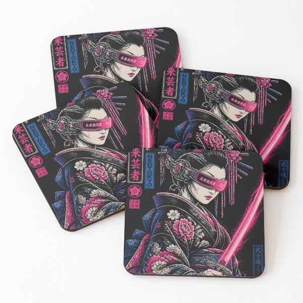 Item preview, Cyberpunk Japanese Ninja Geisha Samurai Neon Tokyo Girl designed and sold by GrinGalore.
