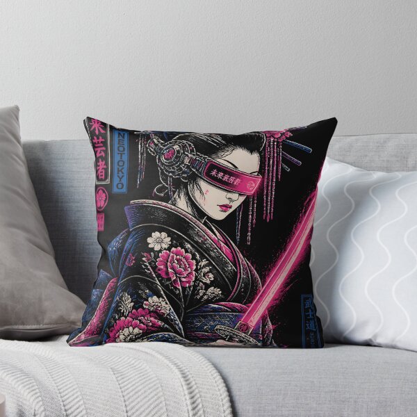 Item preview, Cyberpunk Japanese Ninja Geisha Samurai Neon Tokyo Girl designed and sold by GrinGalore.