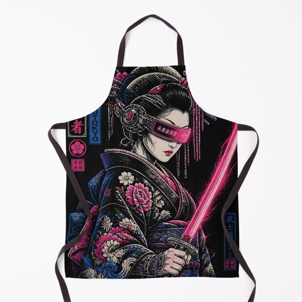 Item preview, Cyberpunk Japanese Ninja Geisha Samurai Neon Tokyo Girl designed and sold by GrinGalore.