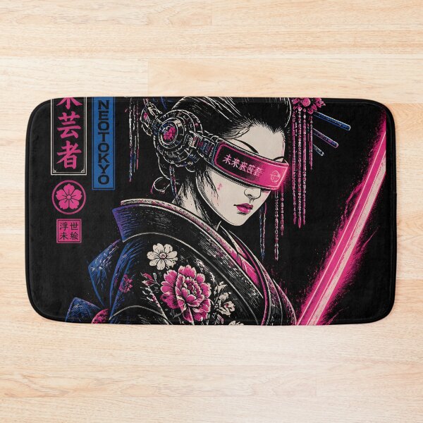 Item preview, Cyberpunk Japanese Ninja Geisha Samurai Neon Tokyo Girl designed and sold by GrinGalore.