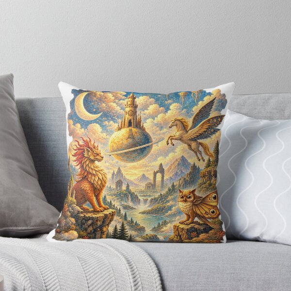 Item preview, Vintage Fantasy Kingdom – Dragon Pegasus Owl and Celestial Castle designed and sold by ChicClicker.
