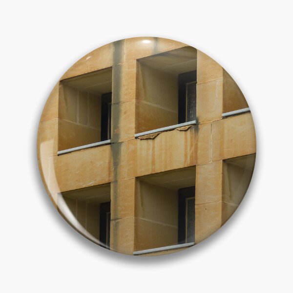 Item preview, Symmetrical Grid Of Square Windows On Weathered Sandstone Building Facade With Vertical Stains designed and sold by Nmallia.