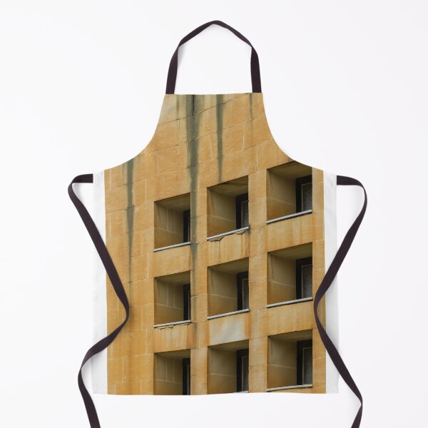 Item preview, Symmetrical Grid Of Square Windows On Weathered Sandstone Building Facade With Vertical Stains designed and sold by Nmallia.