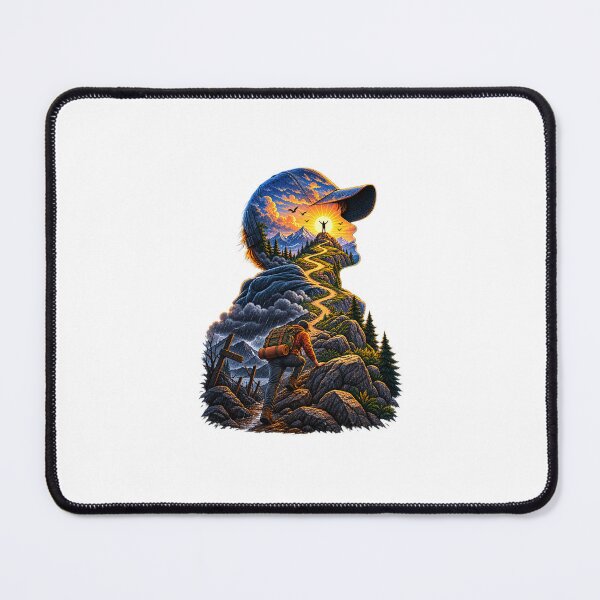 Item preview, Surreal Mountain Journey Hiker Adventure Illustration designed and sold by lovepower.
