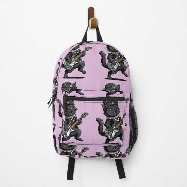 Item preview, Cute Punk Rock Black Cat Guitarist designed and sold by Jennis Art studio.