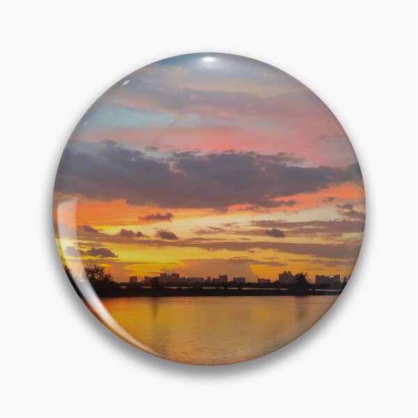 Item preview, Shillhoute of trees and water body under Orange sky at evening  designed and sold by MagicMaker1984.