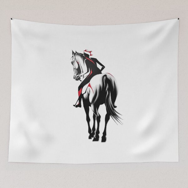 Item preview, On a horse Minimalist Youth Trend Design in Black White Red designed and sold by ErgTime.