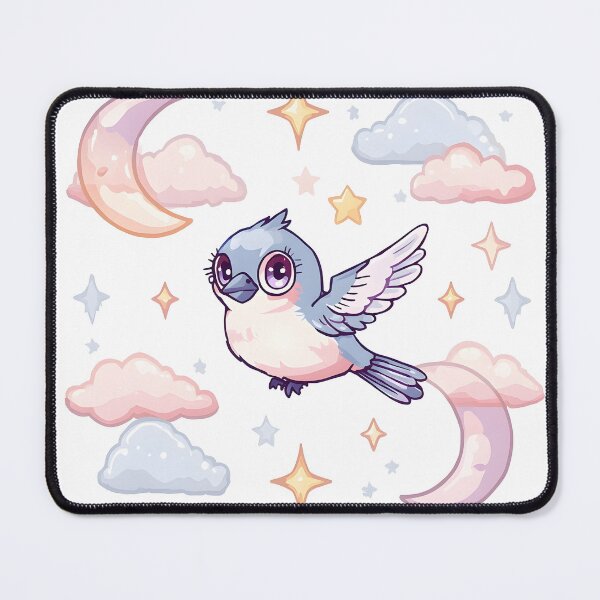 Item preview, Cute Kawaii Sparrow Flying Among Moon & Stars | Dreamy Celestial Bird | Pastel Cottagecore Aesthetic designed and sold by dreamz-world.