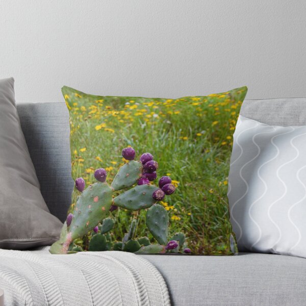 Item preview, Prickly Pear Cactus With Deep Purple Fruit In Wildflower Meadow On A Spring Day designed and sold by Nmallia.