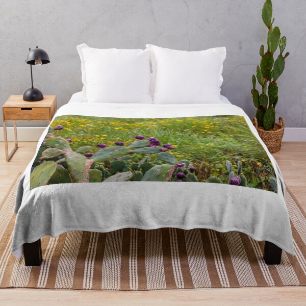 Item preview, Prickly Pear Cactus With Deep Purple Fruit In Wildflower Meadow On A Spring Day designed and sold by Nmallia.