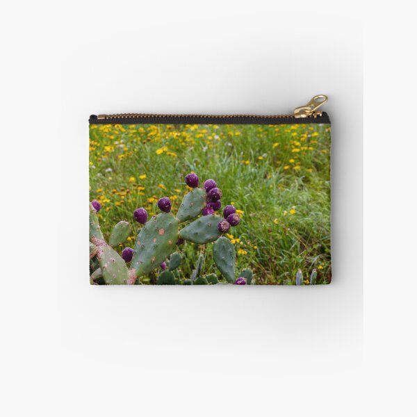 Item preview, Prickly Pear Cactus With Deep Purple Fruit In Wildflower Meadow On A Spring Day designed and sold by Nmallia.