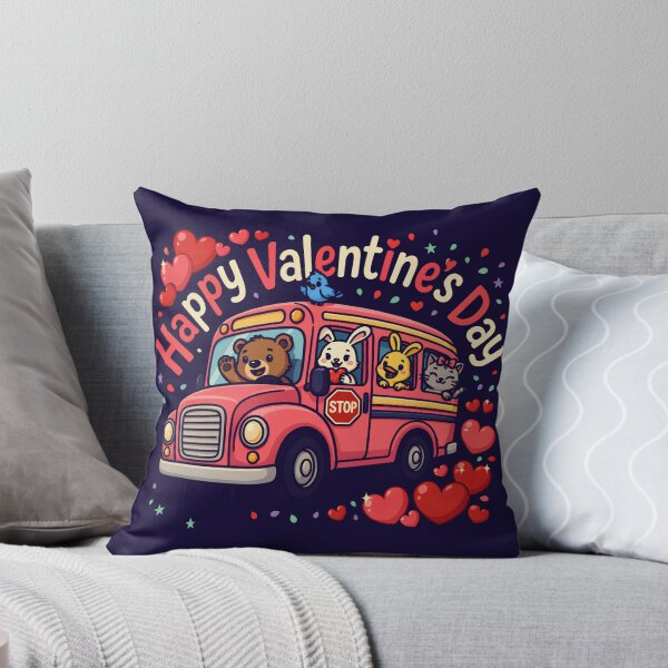 Item preview, Happy Valentines Day Pink School Bus T-Shirt Design - Cute Animals Teacher Kids Vector Graphic designed and sold by Rabu10.