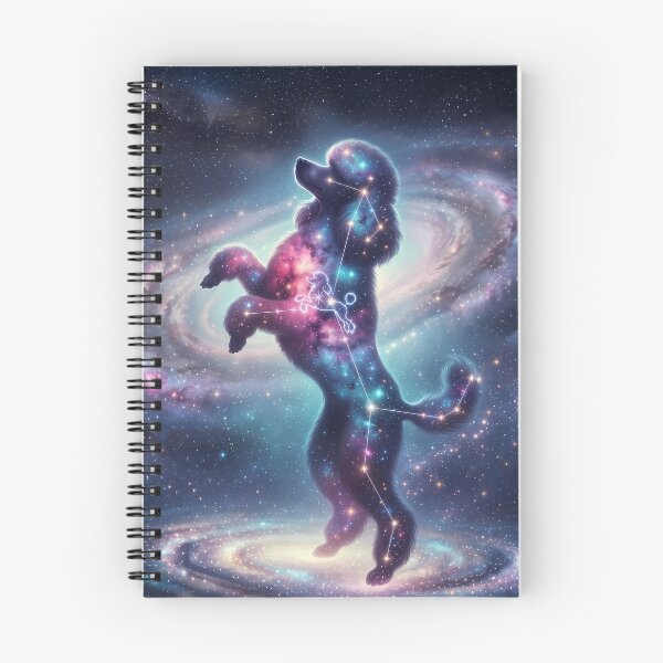 Item preview, Cosmic Poodle: The Elegant Dancing Star & Nebula Dream over the Milky Way | Fantasy Pet Art Print designed and sold by SOOstudio73.
