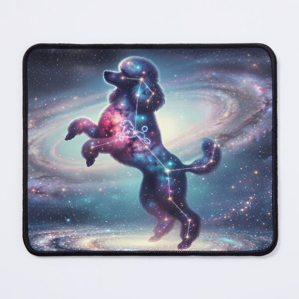 Item preview, Cosmic Poodle: The Elegant Dancing Star & Nebula Dream over the Milky Way | Fantasy Pet Art Print designed and sold by SOOstudio73.