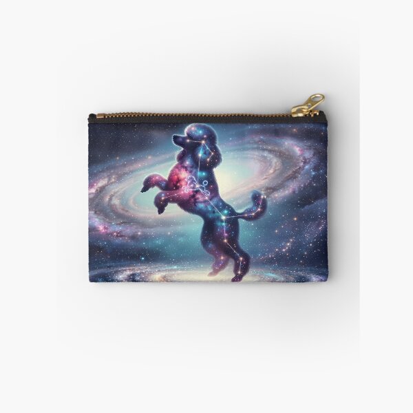 Item preview, Cosmic Poodle: The Elegant Dancing Star & Nebula Dream over the Milky Way | Fantasy Pet Art Print designed and sold by SOOstudio73.