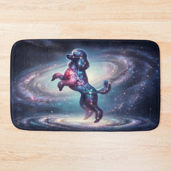 Item preview, Cosmic Poodle: The Elegant Dancing Star & Nebula Dream over the Milky Way | Fantasy Pet Art Print designed and sold by SOOstudio73.