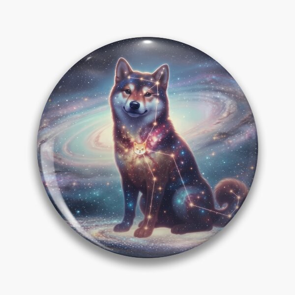 Item preview, Cosmic Shiba Inu: The Smiling Guardian & Pink Nebula Dream | Fantasy Pet Art Print designed and sold by SOOstudio73.