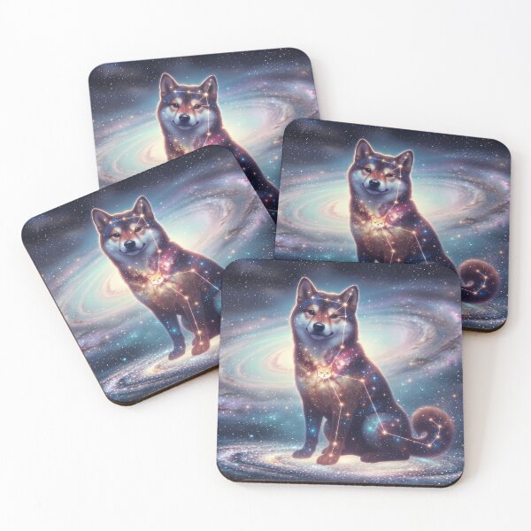 Item preview, Cosmic Shiba Inu: The Smiling Guardian & Pink Nebula Dream | Fantasy Pet Art Print designed and sold by SOOstudio73.