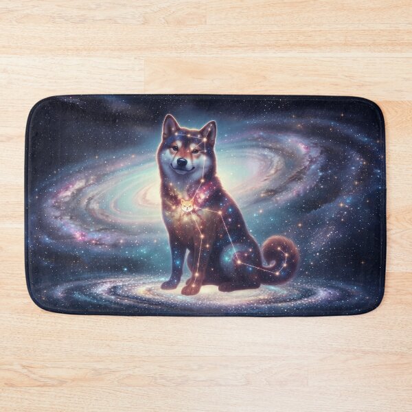 Item preview, Cosmic Shiba Inu: The Smiling Guardian & Pink Nebula Dream | Fantasy Pet Art Print designed and sold by SOOstudio73.