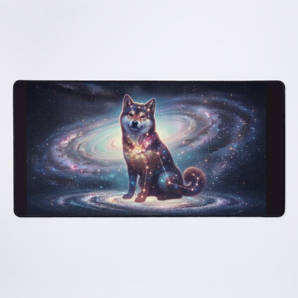 Item preview, Cosmic Shiba Inu: The Smiling Guardian & Pink Nebula Dream | Fantasy Pet Art Print designed and sold by SOOstudio73.