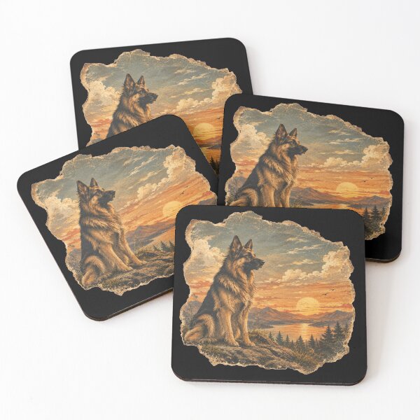 Item preview, Vintage German Shepherd Sunset Retro Dog Art designed and sold by Bartas2026.