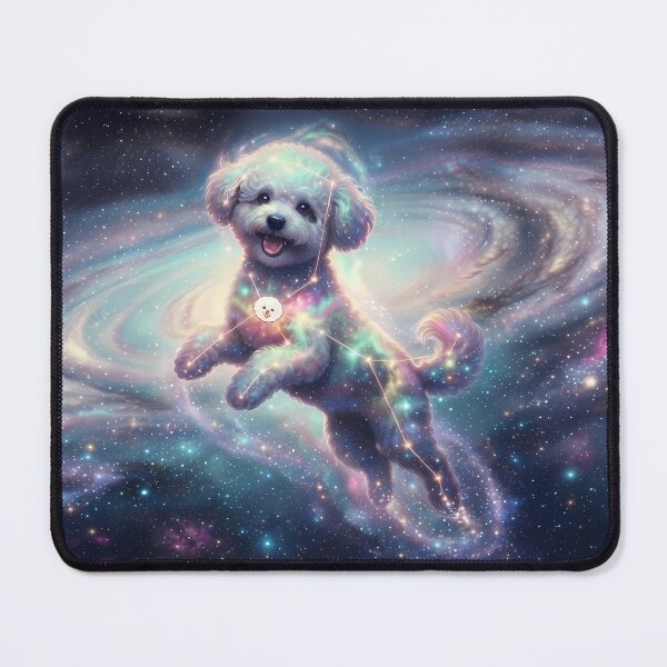 Item preview, Cosmic Bichon Frise: The Happy Jumper & Pastel Aurora Dream | Fantasy Pet Art Print designed and sold by SOOstudio73.