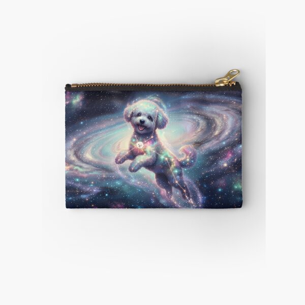 Item preview, Cosmic Bichon Frise: The Happy Jumper & Pastel Aurora Dream | Fantasy Pet Art Print designed and sold by SOOstudio73.