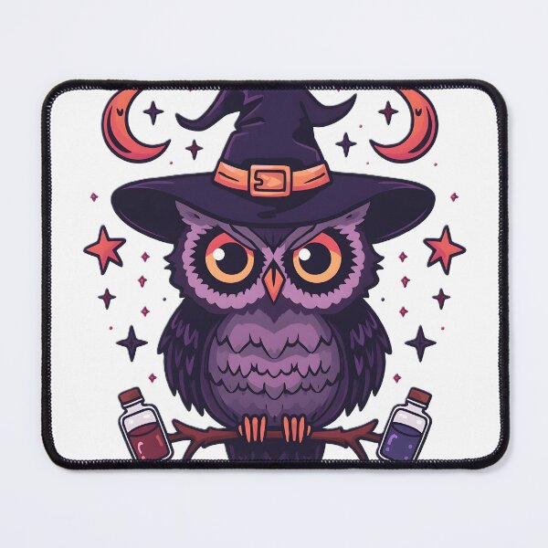 Item preview, Cute Witch Owl with Magic Potions & Crescent Moons | Kawaii Halloween Owl | Mystical Witchcore Bird designed and sold by dreamz-world.
