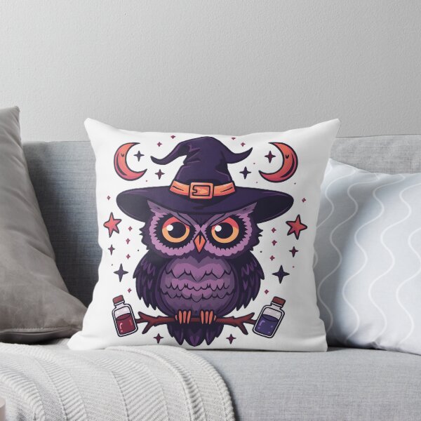 Item preview, Cute Witch Owl with Magic Potions & Crescent Moons | Kawaii Halloween Owl | Mystical Witchcore Bird designed and sold by dreamz-world.