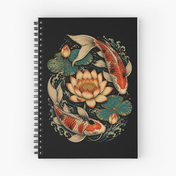 Item preview, Japanese Koi Carps Lotus Pond Yin Yang Ukiyoe Art designed and sold by GrinGalore.