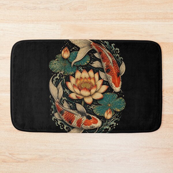 Item preview, Japanese Koi Carps Lotus Pond Yin Yang Ukiyoe Art designed and sold by GrinGalore.