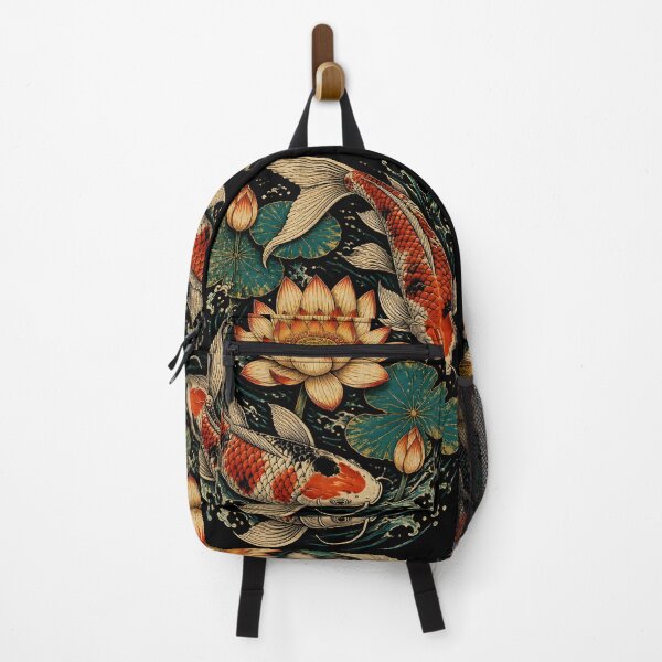 Item preview, Japanese Koi Carps Lotus Pond Yin Yang Ukiyoe Art designed and sold by GrinGalore.