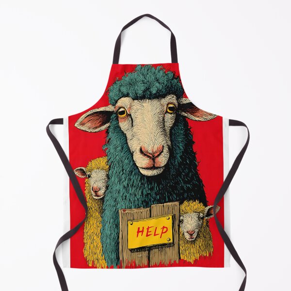 Item preview, Sheep in Distress with Colorful Wool and Sign designed and sold by Artessie.