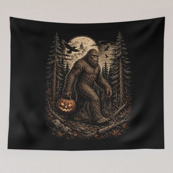 Item preview, Halloween Bigfoot Pumpkin Forest Sasquatch designed and sold by will freed18.