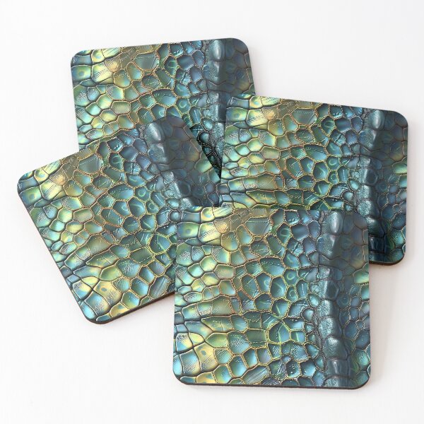 Item preview, Dragon Spine Scale Texture Iridescent Teal and Gold Reptile Ridge designed and sold by Yoruhara.