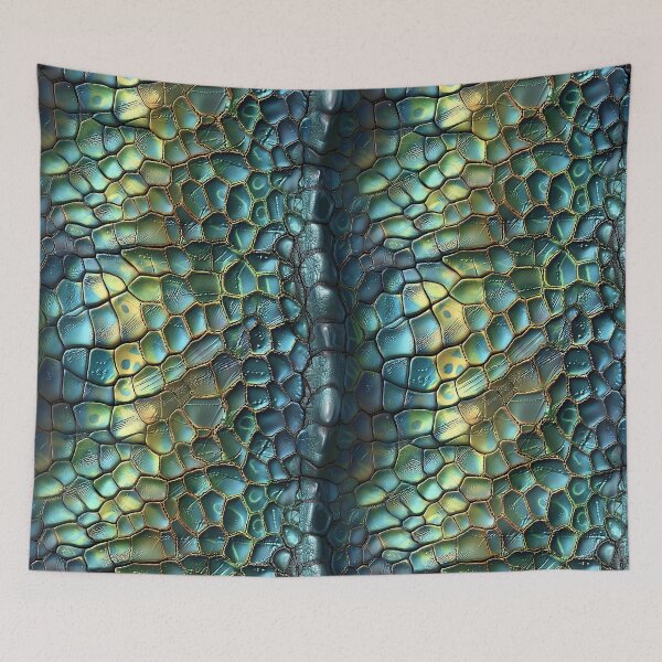 Item preview, Dragon Spine Scale Texture Iridescent Teal and Gold Reptile Ridge designed and sold by Nine Lives Studio.