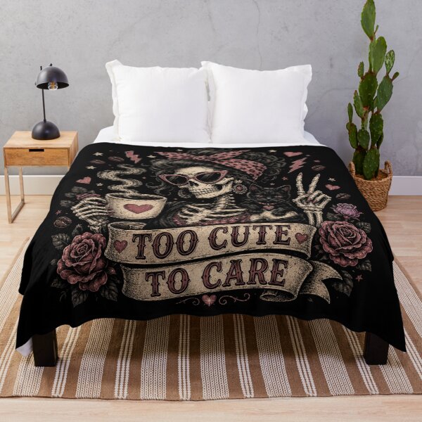 Item preview, Too Cute to Care Funny Skeleton Messy Bun Graphic designed and sold by will freed18.