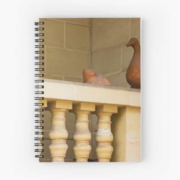 Item preview, Terracotta Duck and Small Animal Figurines on Stone Balcony Balustrade in Warm Light designed and sold by Nmallia.
