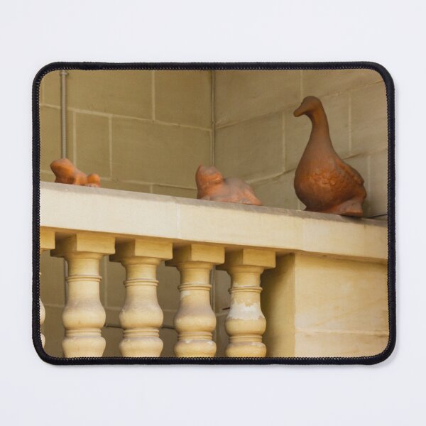 Item preview, Terracotta Duck and Small Animal Figurines on Stone Balcony Balustrade in Warm Light designed and sold by Nmallia.