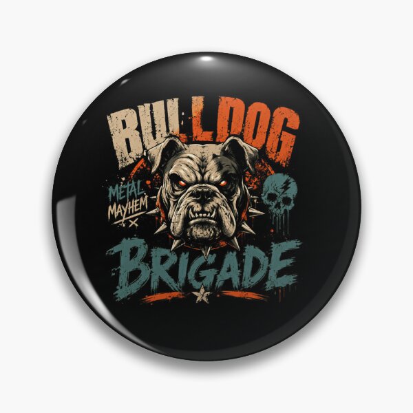 Item preview, Bulldog Metal Mayhem Brigade Heavy Metal Dog Lover Owner designed and sold by SkeletonsDanger.