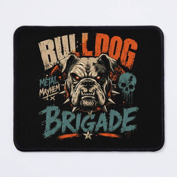 Item preview, Bulldog Metal Mayhem Brigade Heavy Metal Dog Lover Owner designed and sold by SkeletonsDanger.