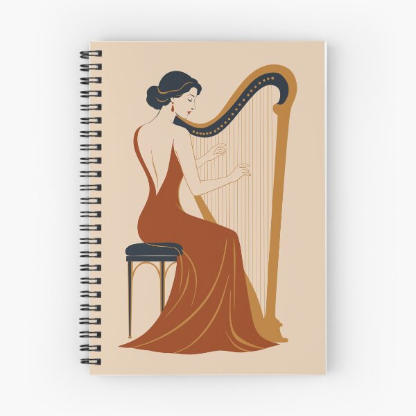 Item preview, Crimson Rhapsody | Elegant Harpist Art Deco Print | Classical Music Art | Harp Player Print designed and sold by Studio pod Burom.