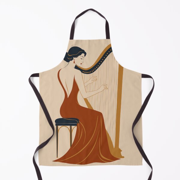 Item preview, Crimson Rhapsody | Elegant Harpist Art Deco Print | Classical Music Art | Harp Player Print designed and sold by Studio pod Burom.